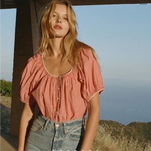 Doen Tennessee top in cerise paris gingham